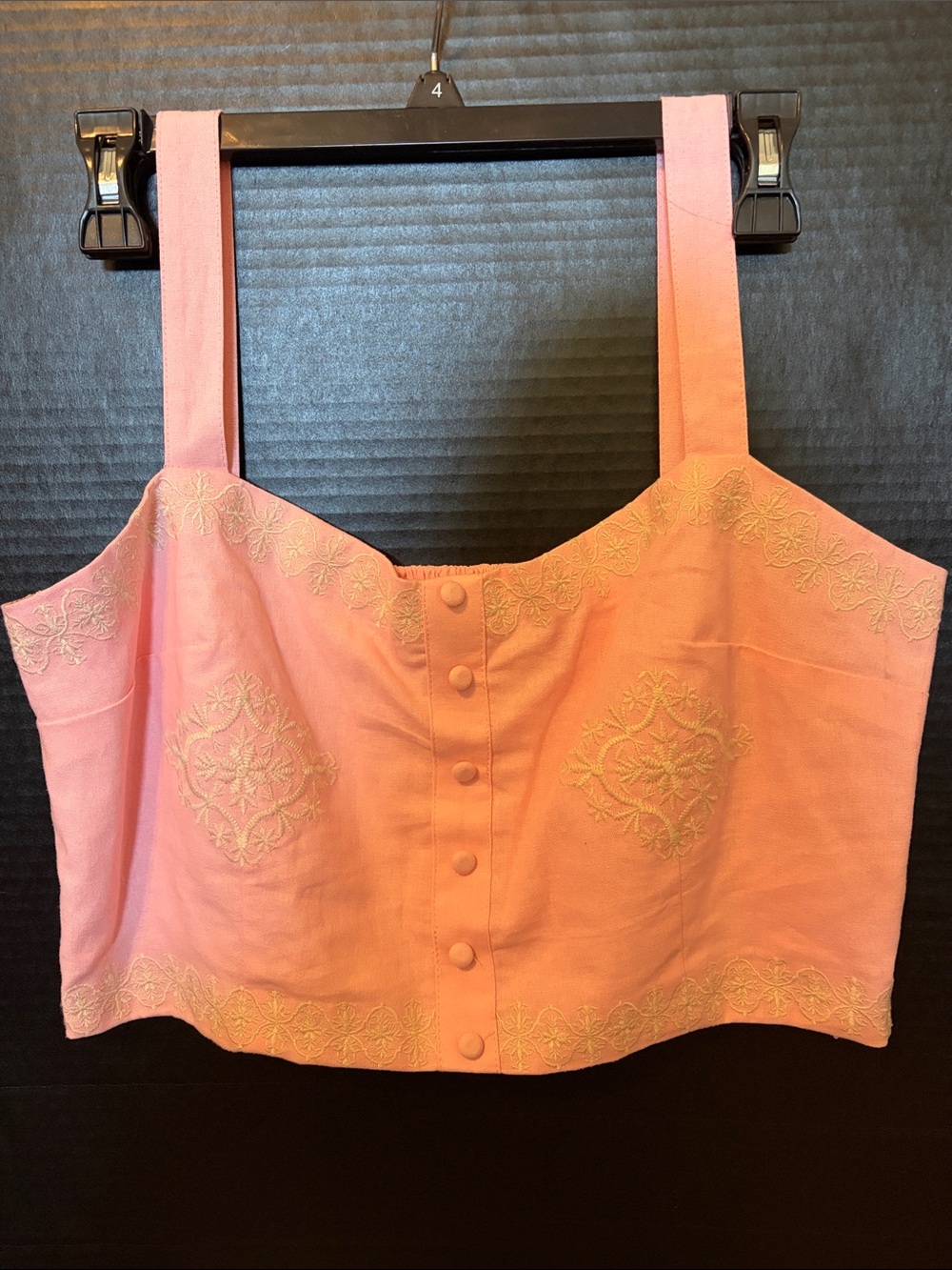 A Loves  A Women’s Pink Embroidered Crop Tank Top